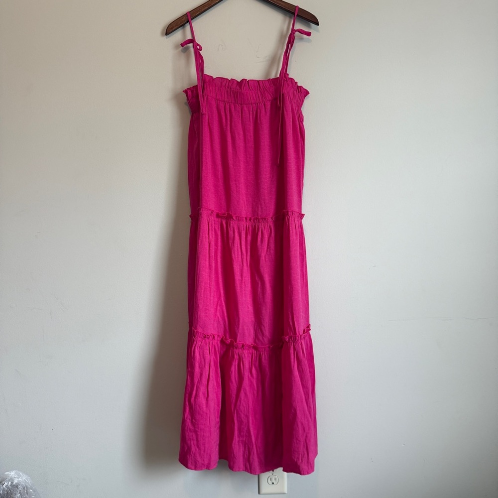 Fuchsia Tiered Maxi Dress with Adjustable Straps